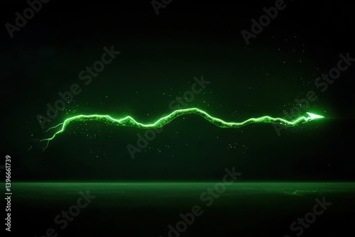 Obraz na płótnie Set of Vector Realistic Illustrations of Green Lightning Electric Strikes, Thunderbolt Discharges, and Magic Sparking Electric Impact Effects Isolated on Background w salonie