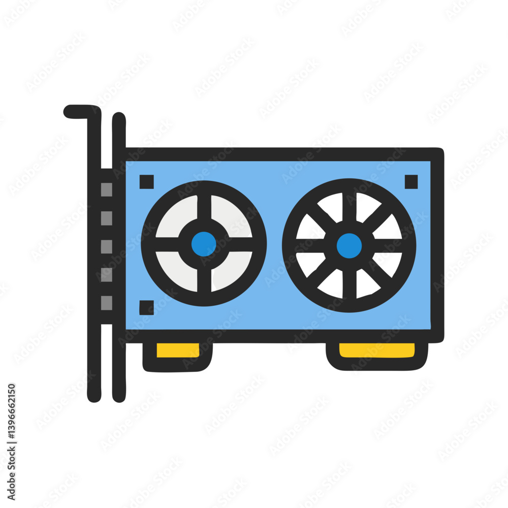 Fototapeta premium Graphic Card Representing Computer Visual Output Icon Design