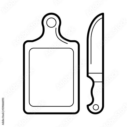 cutting board with knife icon vector