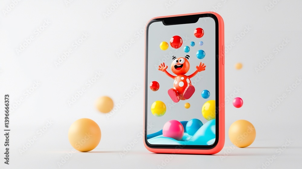 Smartphone Display, Cartoon Character, Balls Smartphone Display, Cartoon Character, Balls