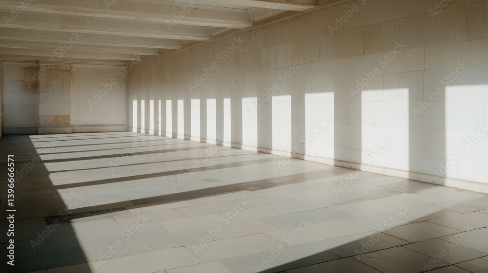 Empty Industrial Room with Sunlight Beams and Concrete Walls Empty Industrial Room with Sunlight Beams and Concrete Walls