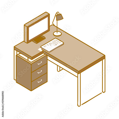 Workspace desk icon for office graphics, remote work illustrations, business websites, career blogs, professional environment designs and workplace organization content