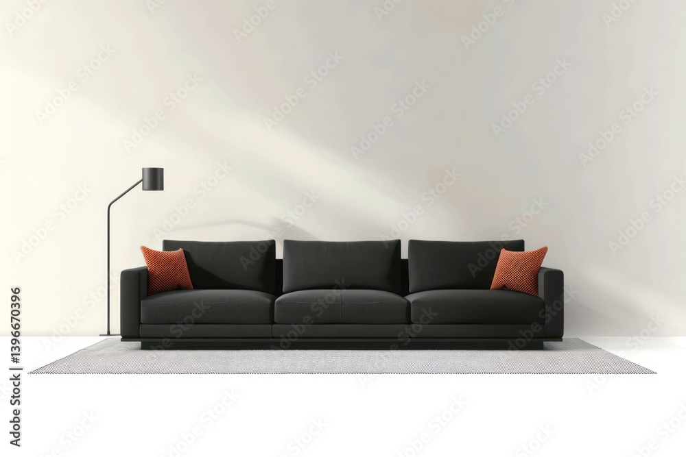Contemporary Living Room Interior with Stylish Sofa - 3D Render