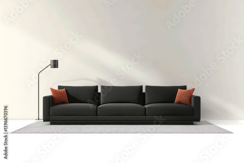 Obraz na płótnie Contemporary Living Room Interior with Stylish Sofa - 3D Render w salonie