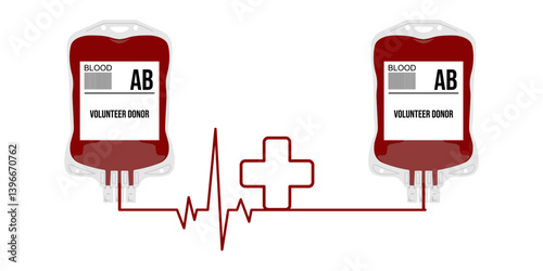 Blood transfusion bag with heart beat, vector poster design for hospital and healthcare, medical, isolated on white background.
vector eps