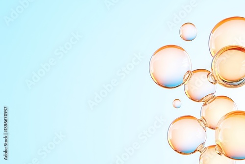 Obraz na płótnie Molecular Structure Encapsulated in Liquid Bubble on Soft Background - Skin Care Cosmetics Solution Concept - 3D Rendering w salonie