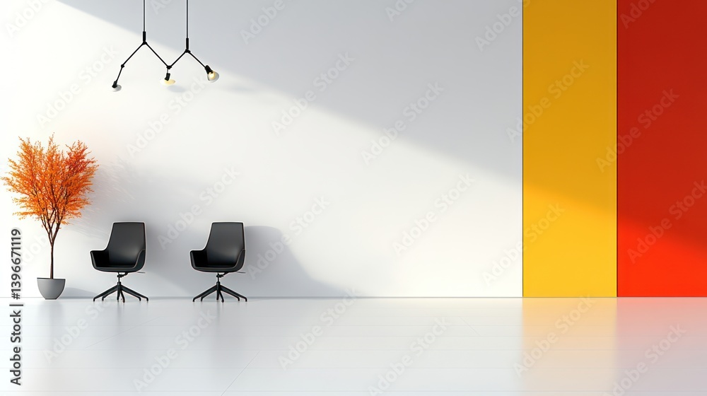 Vibrant Multicolored Armchairs in Modern Interior Setting - 3D Render