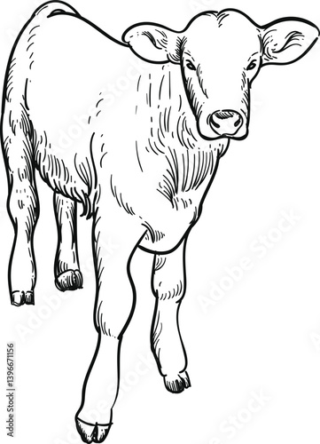 hand drawn artwork calf young cow