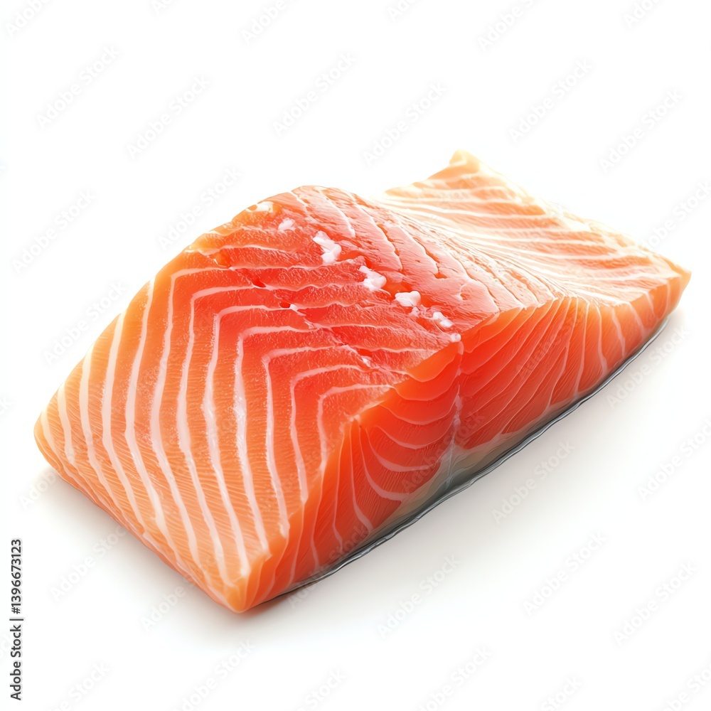 Fresh Salmon Fillet Isolated on White Close Up for Healthy Eating Fresh Salmon Fillet Isolated on White Close Up for Healthy Eating