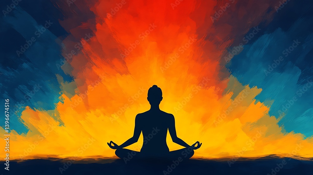 Silhouette Yoga Sunset Serenity Inner Peace.