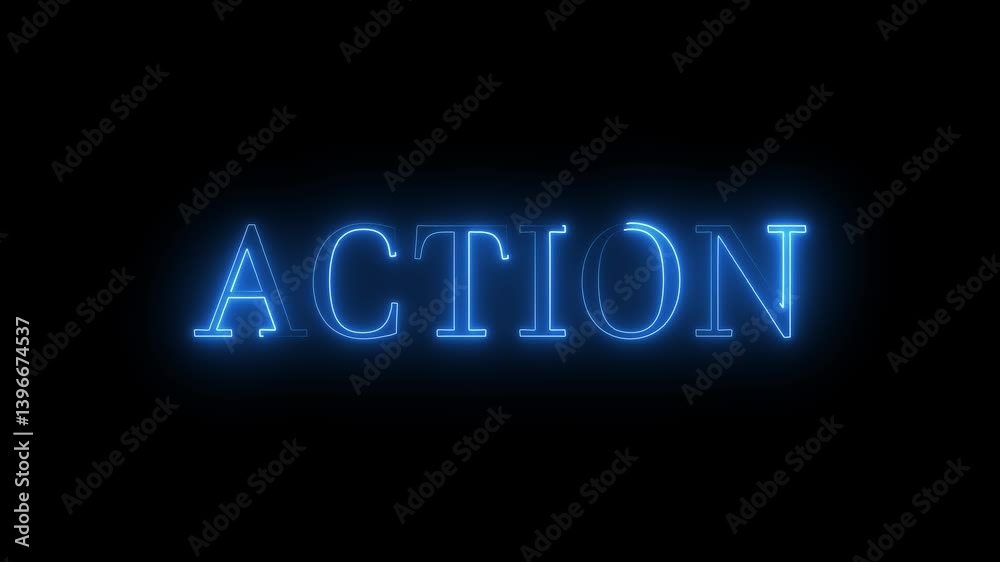 blue color neon glowing action text icon animated. action neon text with neon lines animation on black background animation.4k video blue color neon glowing action text icon animated. action neon text with neon lines animation on black background animation.4k video