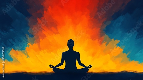 Obraz na płótnie Silhouette Yoga Sunset Serenity Inner Peace. w salonie