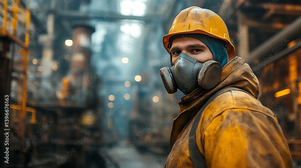 Worker in Hazmat Suit, Factory, Protection Worker in Hazmat Suit, Factory, Protection