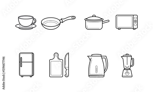 kitchen vector icons set