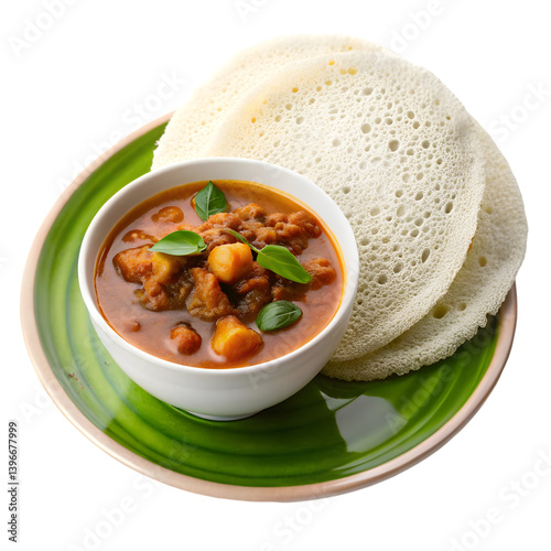 Appam with Curry Stew Isolated