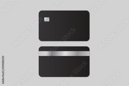Vector realistic plastic credit card templates. Blank debit card with chip card on background. Mockup empty design for online business and finance, technology payment, digital payment concept.
