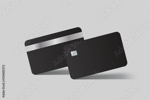 Vector realistic plastic credit card templates. Blank debit card with chip card on background. Mockup empty design for online business and finance, technology payment, digital payment concept.
