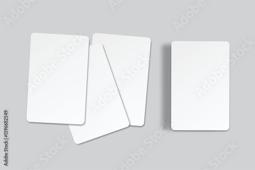 Playing cards mockup. Blank cards deck of poker hand, successful game, bet, casino ads, gambling business, game card or note cards, greeting card, invitation, credit card, business card isolated
