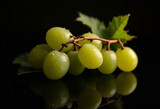 Fresh Green Grapes Still Life With Water Droplets On A Dark Background