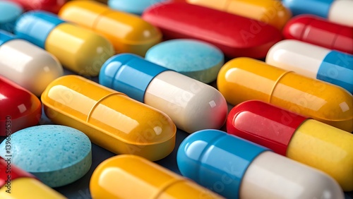 Colorful pills and capsules, symbolizing medication, health, and treatment options.medical advancements, or the importance of access to medicine for managing health.

