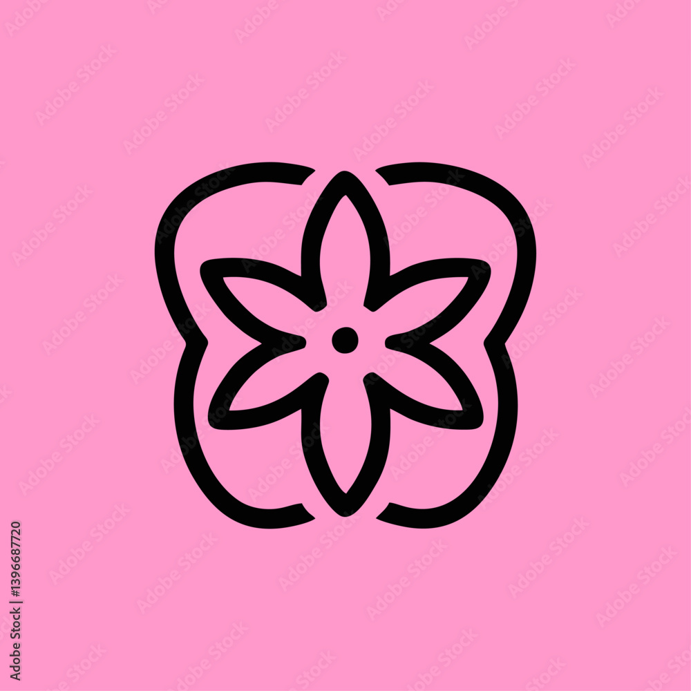 Elegant monoline flower logo icon with thin continuous line and minimalist style Elegant monoline flower logo icon with thin continuous line and minimalist style