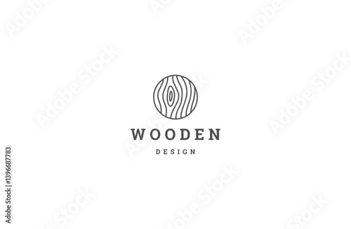 Wood texture tree structure line logo design template flat vector