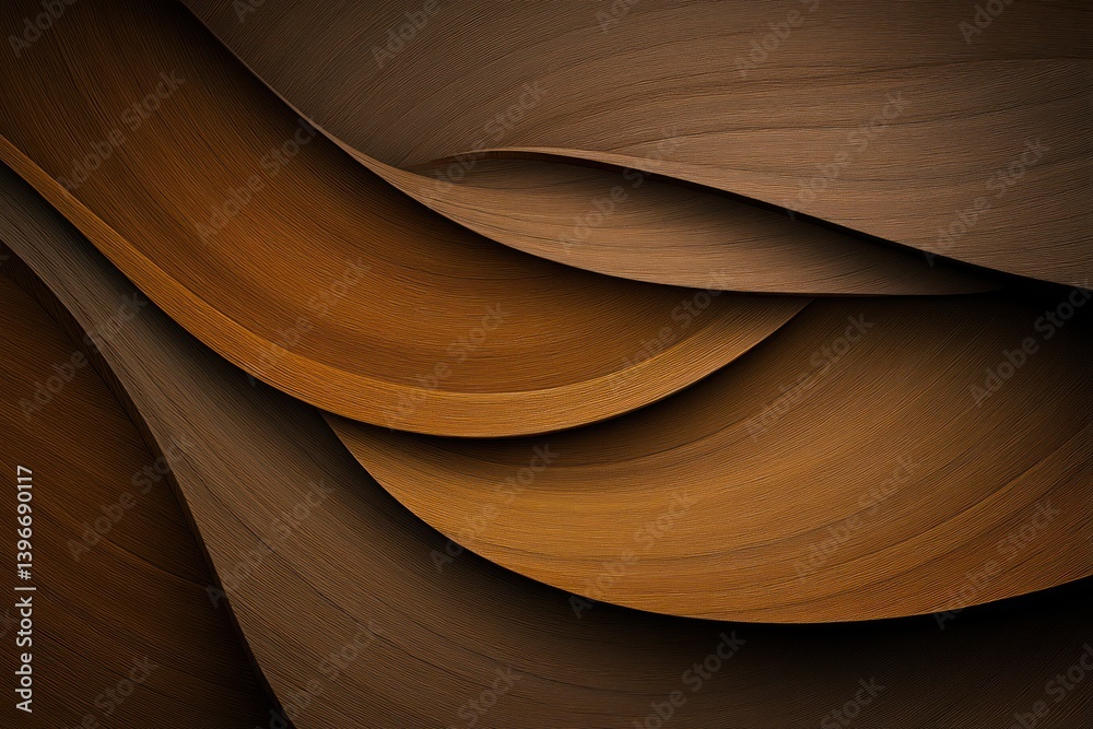 Organic Brown Wooden Waves Wall Texture Abstract Background Closeup - Detailed Artistic Wood Pattern Banner