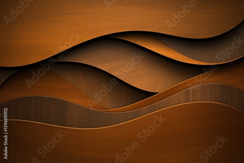Obraz na płótnie Organic Brown Wooden Waves Wall Texture Abstract Background Closeup - Detailed Artistic Wood Pattern Banner w salonie