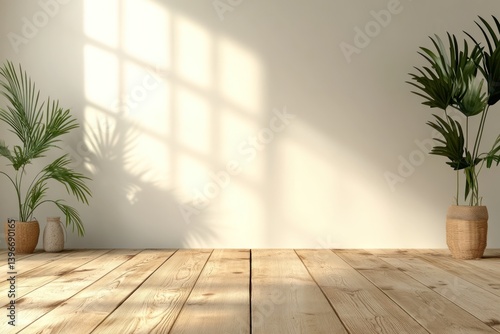 Obraz na płótnie Brown Timber Board Desk Kitchen Top Perspective View - Interior Design Element w salonie