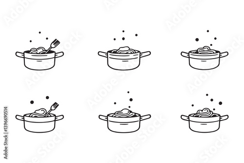 Spaghetti Carbonara line art illustration