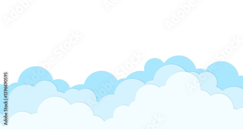 Blue flat cloud paper cut cloud illustration border