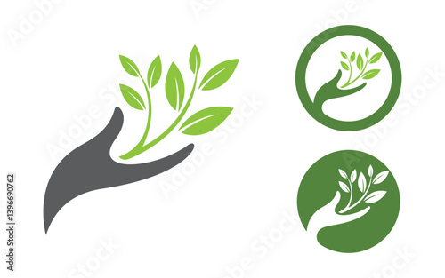 Nature leaf ecology vegan concept Logo illustration v.89