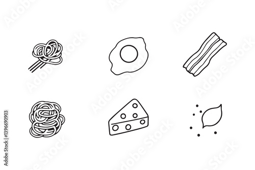 Spaghetti Carbonara line art illustration