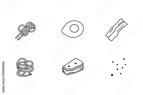 Spaghetti Carbonara line art illustration