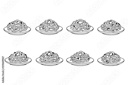 Spaghetti Carbonara line art illustration