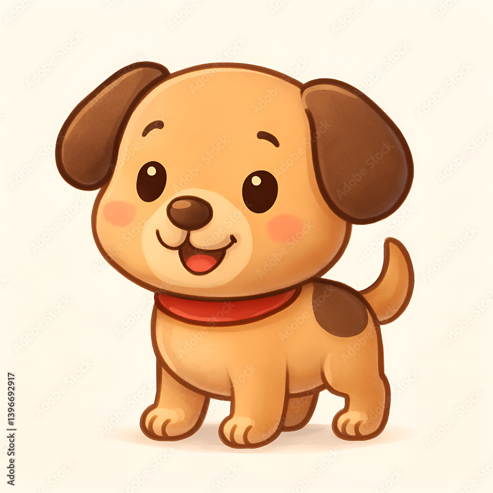 Obraz premium Cute Cartoon Puppy in Kids Style