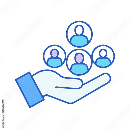 Hand Holding Team Member Icons Design