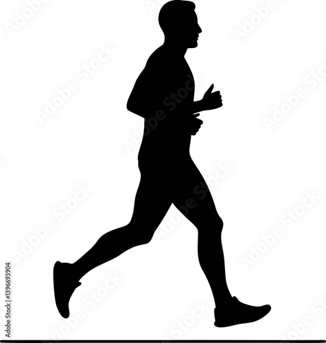 Vector silhouette of man jogging in the morning – outdoor fitness and healthy lifestyle concept