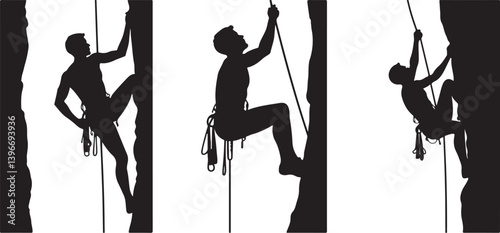 mountain, hiking, climbing, silhouette, adventure, outdoor, nature, rock, hiker, trek, cliff, vector, svg, wilderness, sport, extreme, summit, peak, trail, backpack, ridge, forest, landscape, travel, 