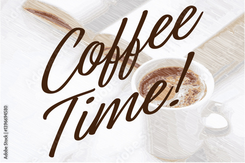 コーヒーが入ったコーヒーカップのイラストと、コーヒーをゆっくり楽しむ、Coffee Time（コーヒー時間）をイメージしたロゴマーク
