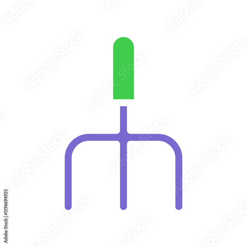 Stylized garden fork icon with vibrant colors against a clean backdrop