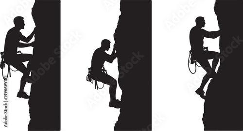 mountain, hiking, climbing, silhouette, adventure, outdoor, nature, rock, hiker, trek, cliff, vector, svg, wilderness, sport, extreme, summit, peak, trail, backpack, ridge, forest, landscape, travel, 