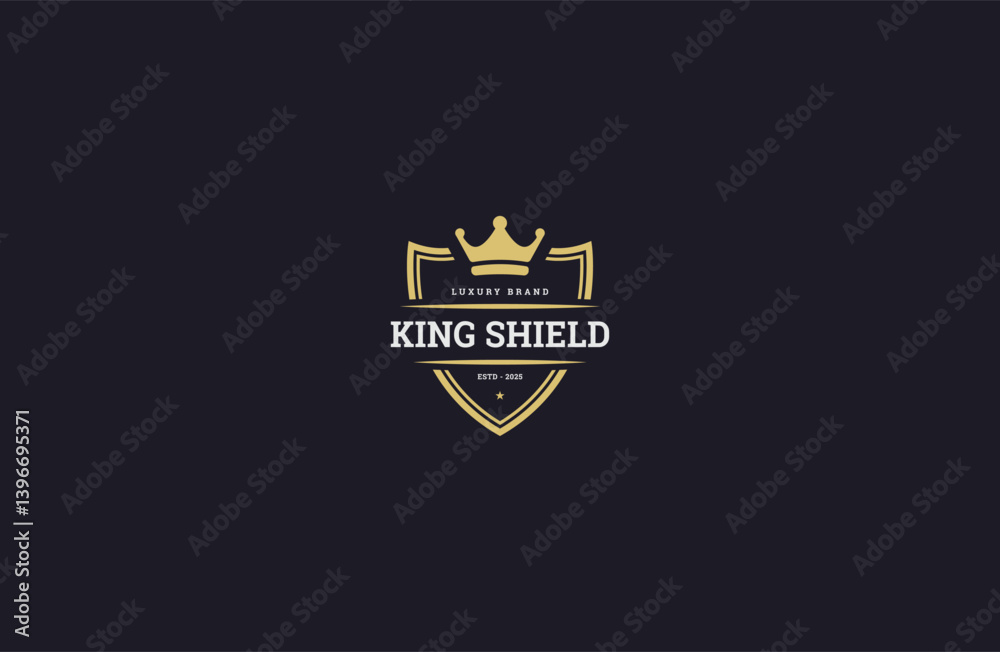 Naklejka premium King shield logo icon design template flat vector