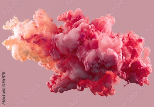 Vibrant pink and peach smoke cloud artfully blends on a muted pink background.