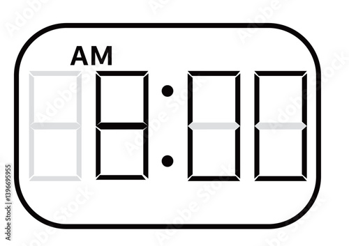 AMデジタル時計　8時