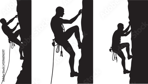 mountain, hiking, climbing, silhouette, adventure, outdoor, nature, rock, hiker, trek, cliff, vector, svg, wilderness, sport, extreme, summit, peak, trail, backpack, ridge, forest, landscape, travel, 