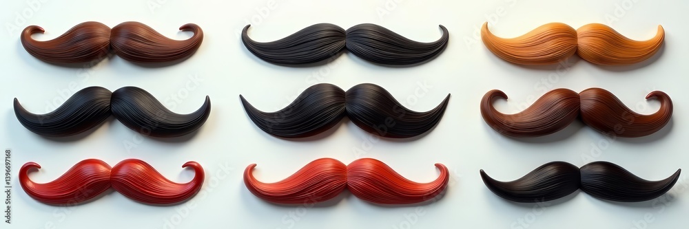 Obraz premium Assorted mustache set for role-playing and costume parties, disguise, photo booth