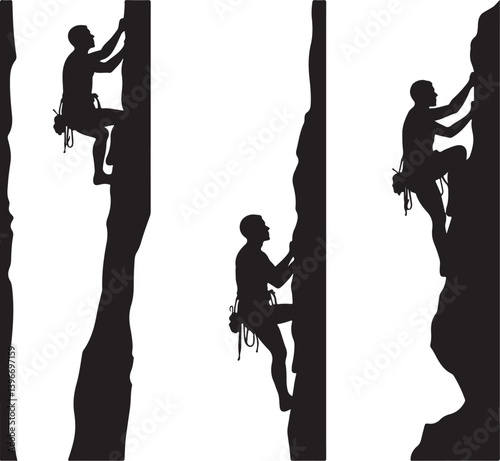 mountain, hiking, climbing, silhouette, adventure, outdoor, nature, rock, hiker, trek, cliff, vector, svg, wilderness, sport, extreme, summit, peak, trail, backpack, ridge, forest, landscape, travel, 