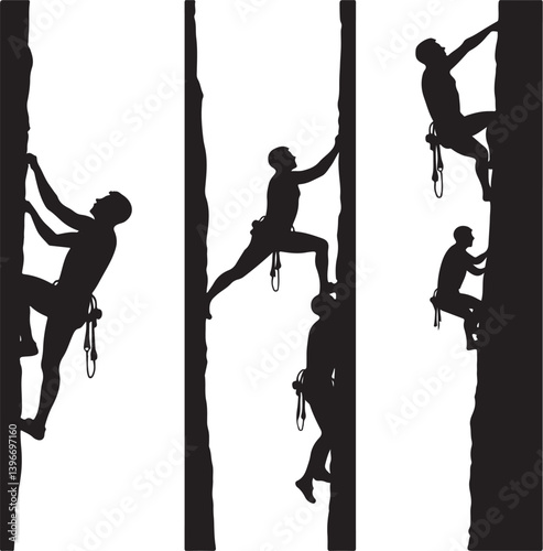 Mountain Hiking and Rock Climbing Silhouette Bundle | Adventure Vector Clipart