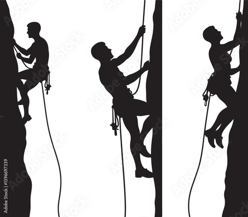 Mountain Hiking and Rock Climbing Silhouette Bundle | Adventure Vector Clipart